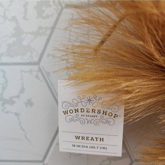 Nwt 18" Pampas Grass Artificial Wreath Brown. Fall, Thanksgiving, Halloween - Picture 2 of 5